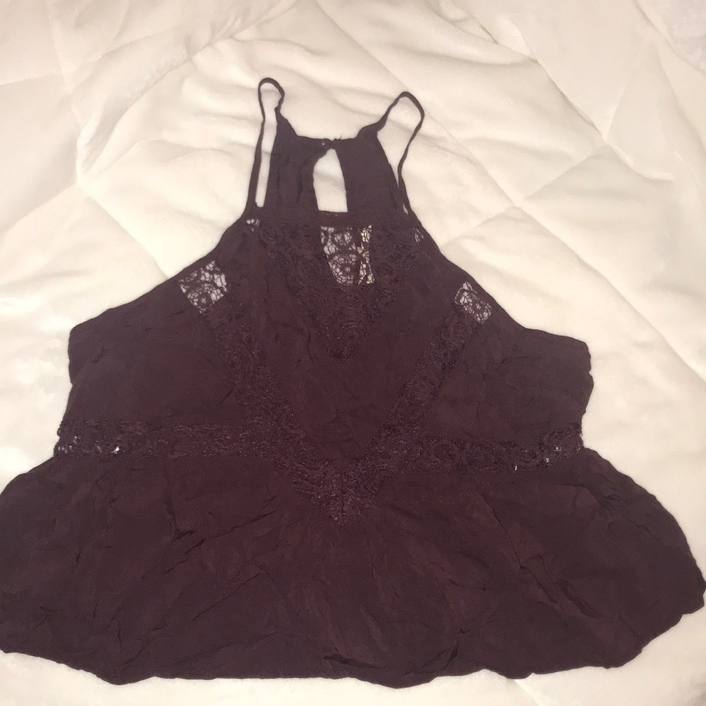 Burgundy lace tank top